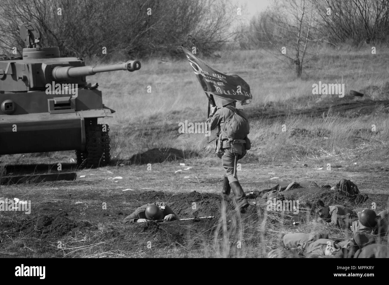 2018-04-30 The Samara Region, Russia. The battle of Soviet soldiers ...