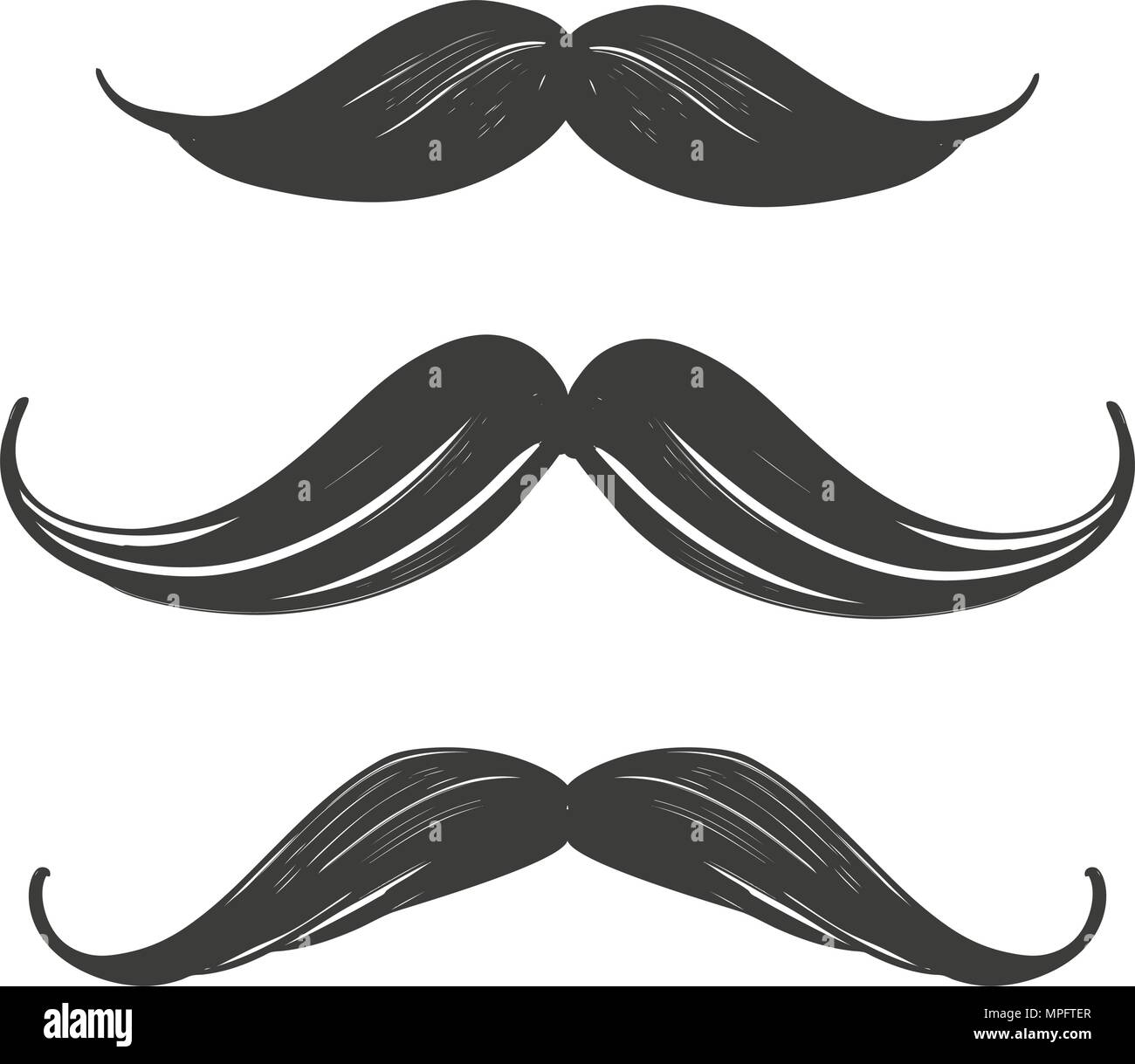 moustache set, manhood, humorous mask, icon cartoon hand drawn vector illustration sketch Stock Vector