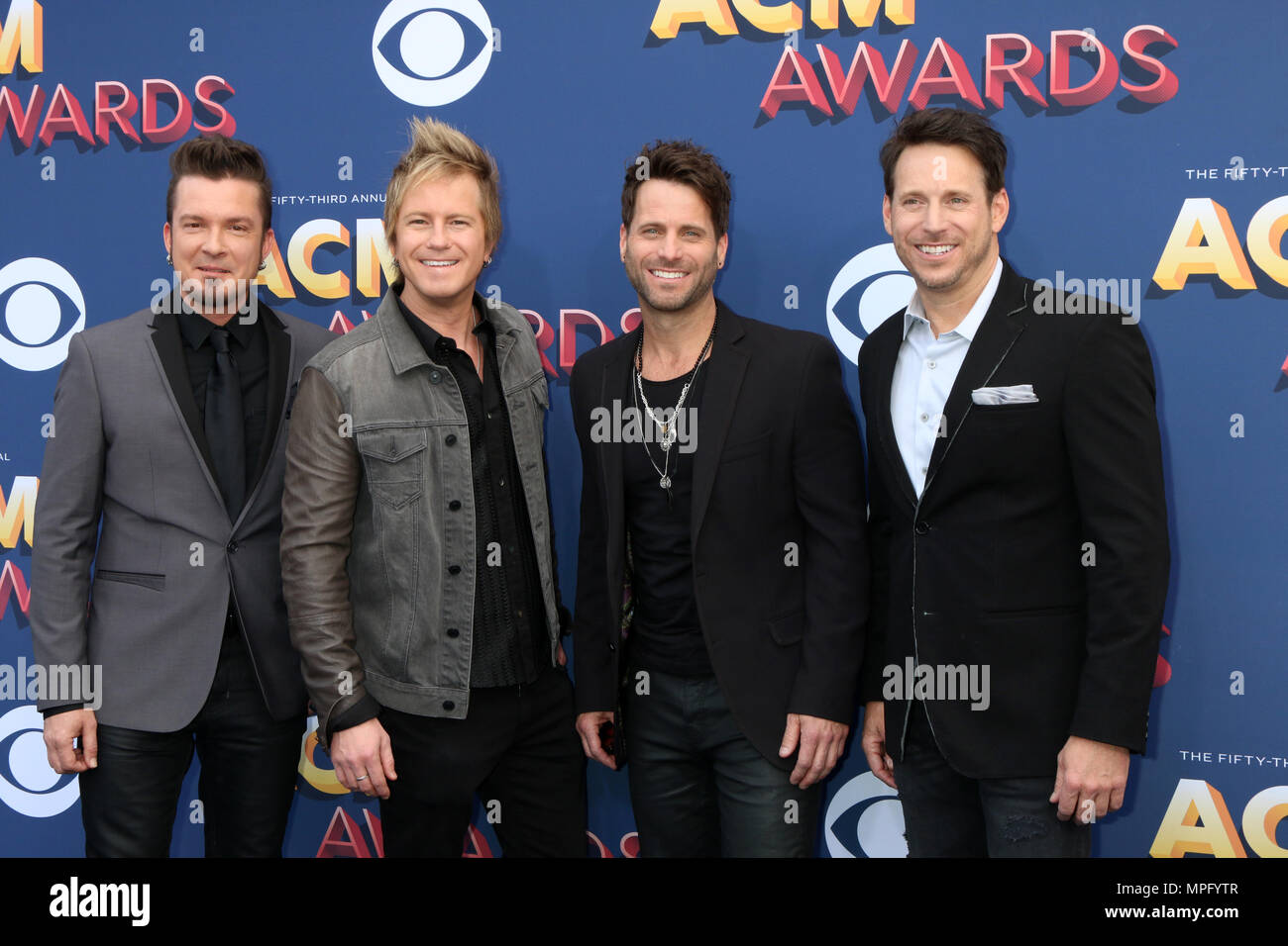 53rd Annual Academy Of Country Music Awards 2018, held at MGM Grand Garden Arena inside the MGM Grand Hotel & Casino in Las Vegas, Nevada.  Featuring: Barry Knox, Josh McSwain, Matt Thomas, Scott Thomas, Parmalee Where: Las Vegas, Nevada, United States When: 15 Apr 2018 Credit: Nicky Nelson/WENN.com Stock Photo