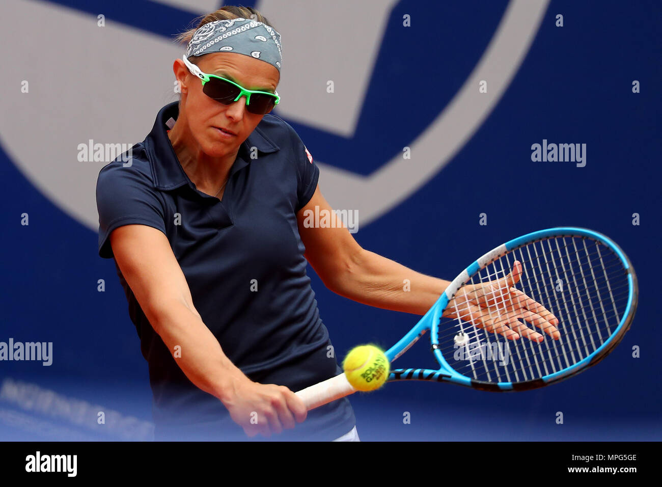 23 May 2018, Germany, Nuremberg: Tennis, WTA-Tour, women's singles. Belgium's Kirsten Flipkens in action. Photo: Daniel Karmann/dpa Stock Photo