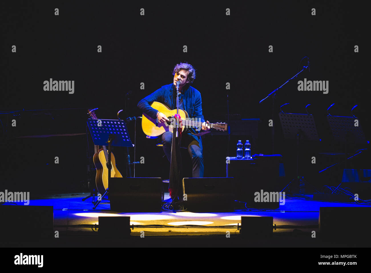 Turin, Italy, 2018 May 23rd: The british/italian singer and song writer Jack Savoretti performing live on stage at the Teatro Alfieri for his "Acustic Nights Live" tour concert. Photo: Alessandro Bosio/Alamy Live News Stock Photo
