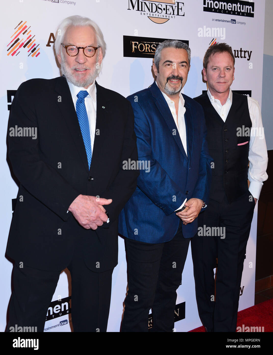 Donald Sutherland, Kiefer Sutherland and John Cassar - director 132 at Forsaken Premiere at the Autry Museum in Los Angeles. February 16, 2016.Donald Sutherland, Kiefer Sutherland and John Cassar - director 132  Event in Hollywood Life - California, Red Carpet Event, USA, Film Industry, Celebrities, Photography, Bestof, Arts Culture and Entertainment, Topix Celebrities fashion, Best of, Hollywood Life, Event in Hollywood Life - California, Red Carpet and backstage, movie celebrities, TV celebrities, Music celebrities, Arts Culture and Entertainment, vertical, one person, Photography,    inquir Stock Photo