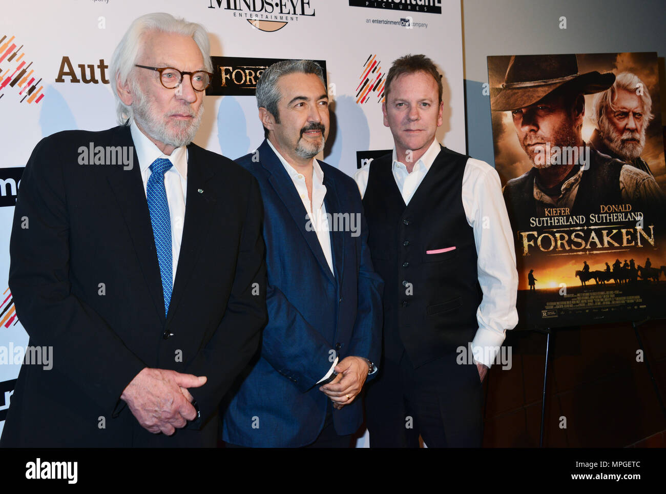 Donald Sutherland, Kiefer Sutherland and John Cassar - director 135 at Forsaken Premiere at the Autry Museum in Los Angeles. February 16, 2016.Donald Sutherland, Kiefer Sutherland and John Cassar - director 135  Event in Hollywood Life - California, Red Carpet Event, USA, Film Industry, Celebrities, Photography, Bestof, Arts Culture and Entertainment, Topix Celebrities fashion, Best of, Hollywood Life, Event in Hollywood Life - California, Red Carpet and backstage, movie celebrities, TV celebrities, Music celebrities, Arts Culture and Entertainment, vertical, one person, Photography,    inquir Stock Photo