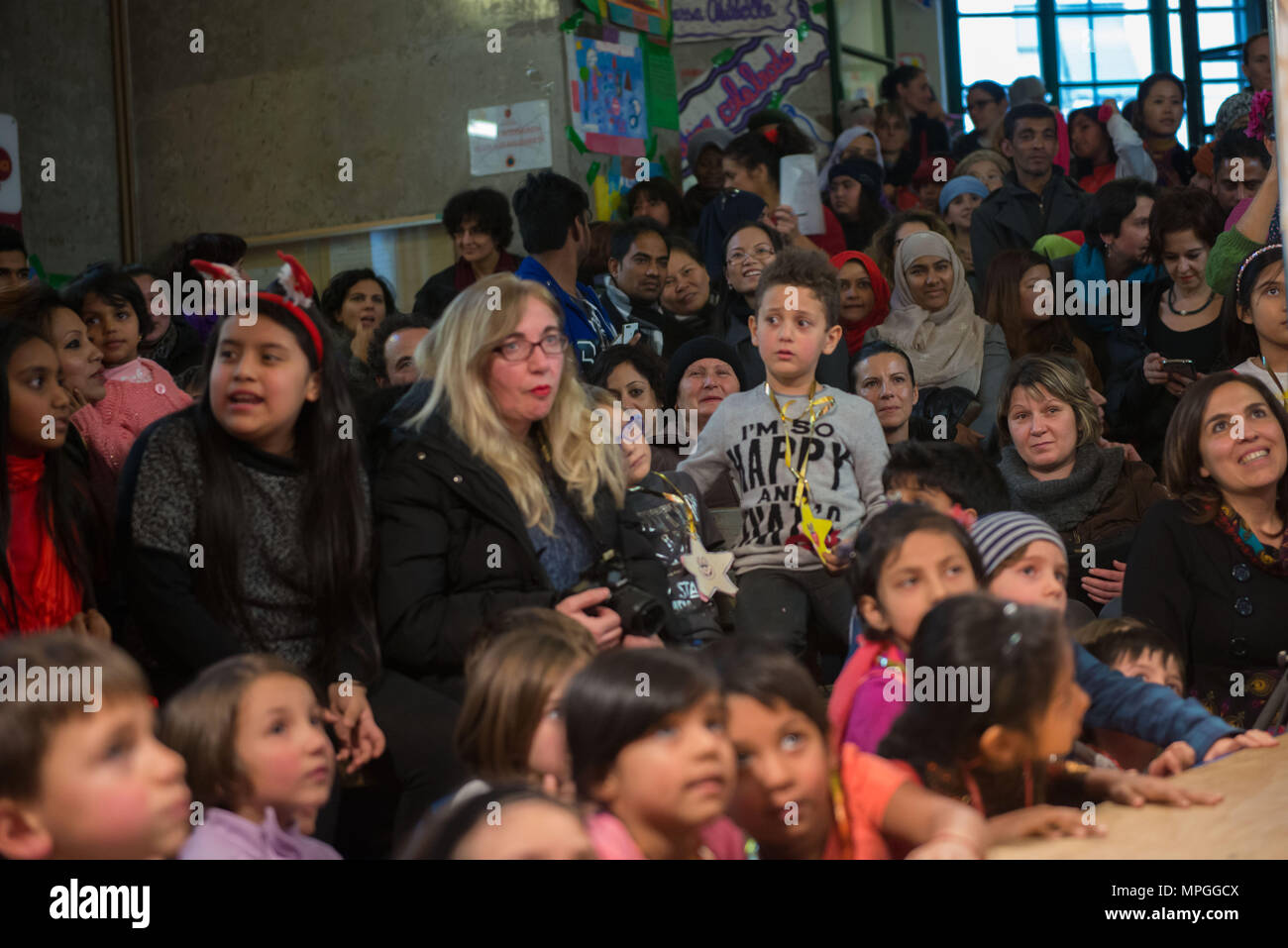 Rome. Primary school Carlo Pisacane celebrates the Day of global action against racism and for the rights of migrants, refugees and displaced persons. Stock Photo