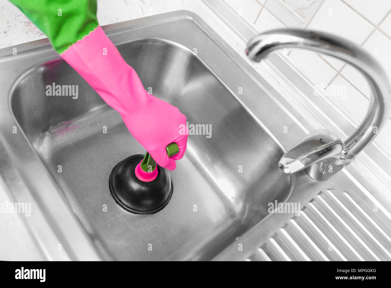 Rubber pump for cleaning the sink Stock Photo Alamy