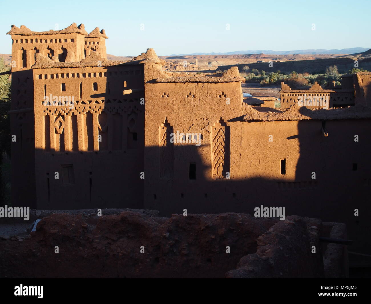 View Of Kasbah Ait Ben Haddou Or Benhaddou Fortified City With Evening view-of-kasbah-ait-ben-haddou-or-benhaddou-fortified-city-with-evening