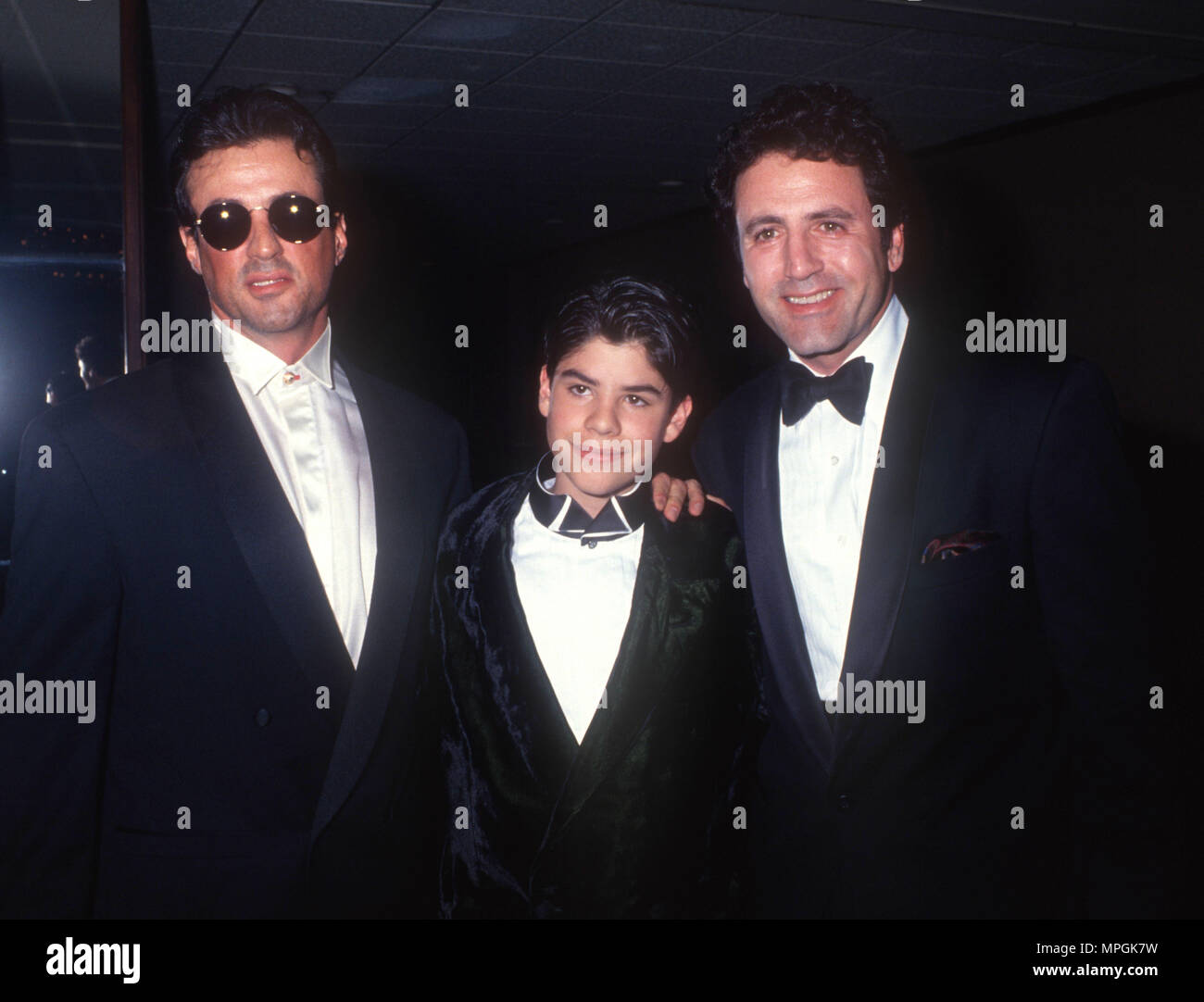 LOS ANGELES, CA FEBRUARY 13 (LR) Actors Sylvester Stallone, son Sage Stallone and brother