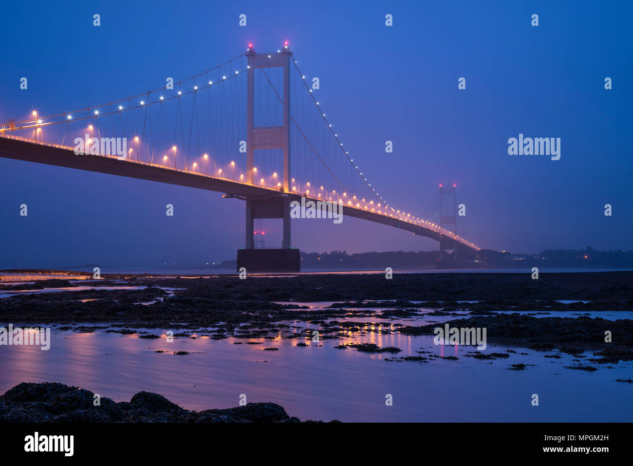 Bridge Over River Severn Between England And Wales Stock Photos
