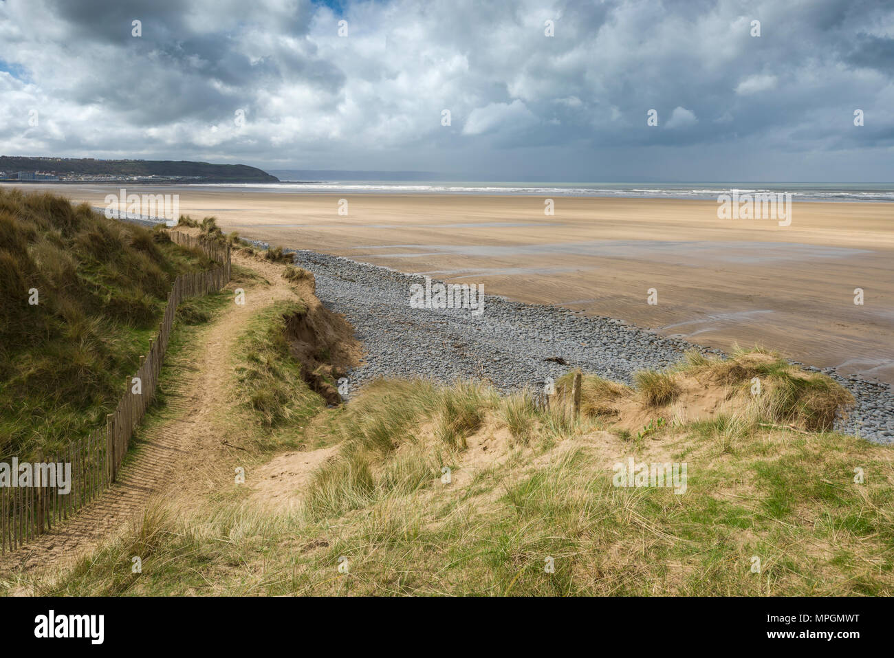 Sand dunes on the North Devon coast at Northam Burrows Country Park, England. Stock Photo