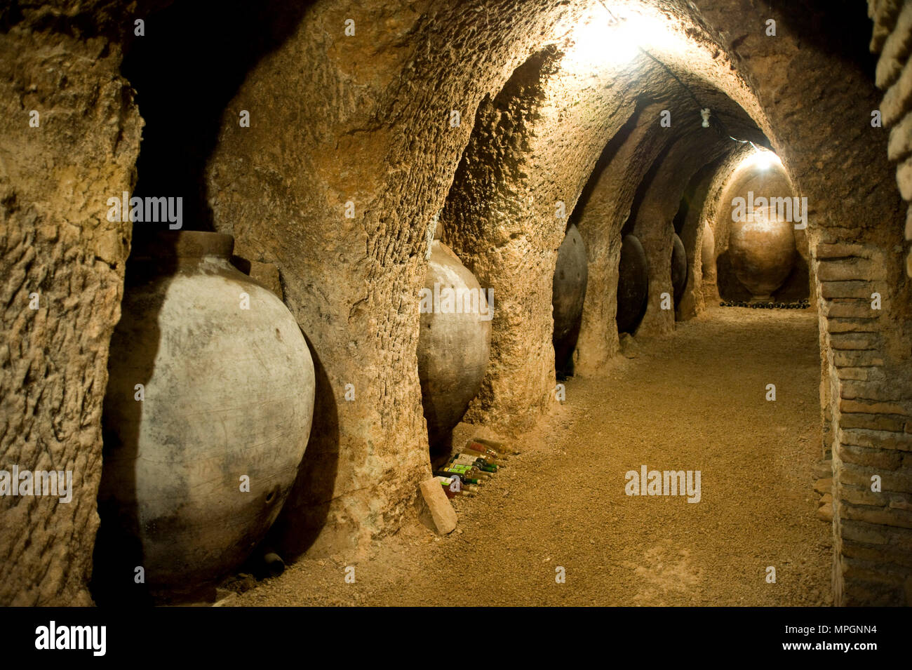 Wine cellar. Hita, Guadalajara, Spain. Stock Photo