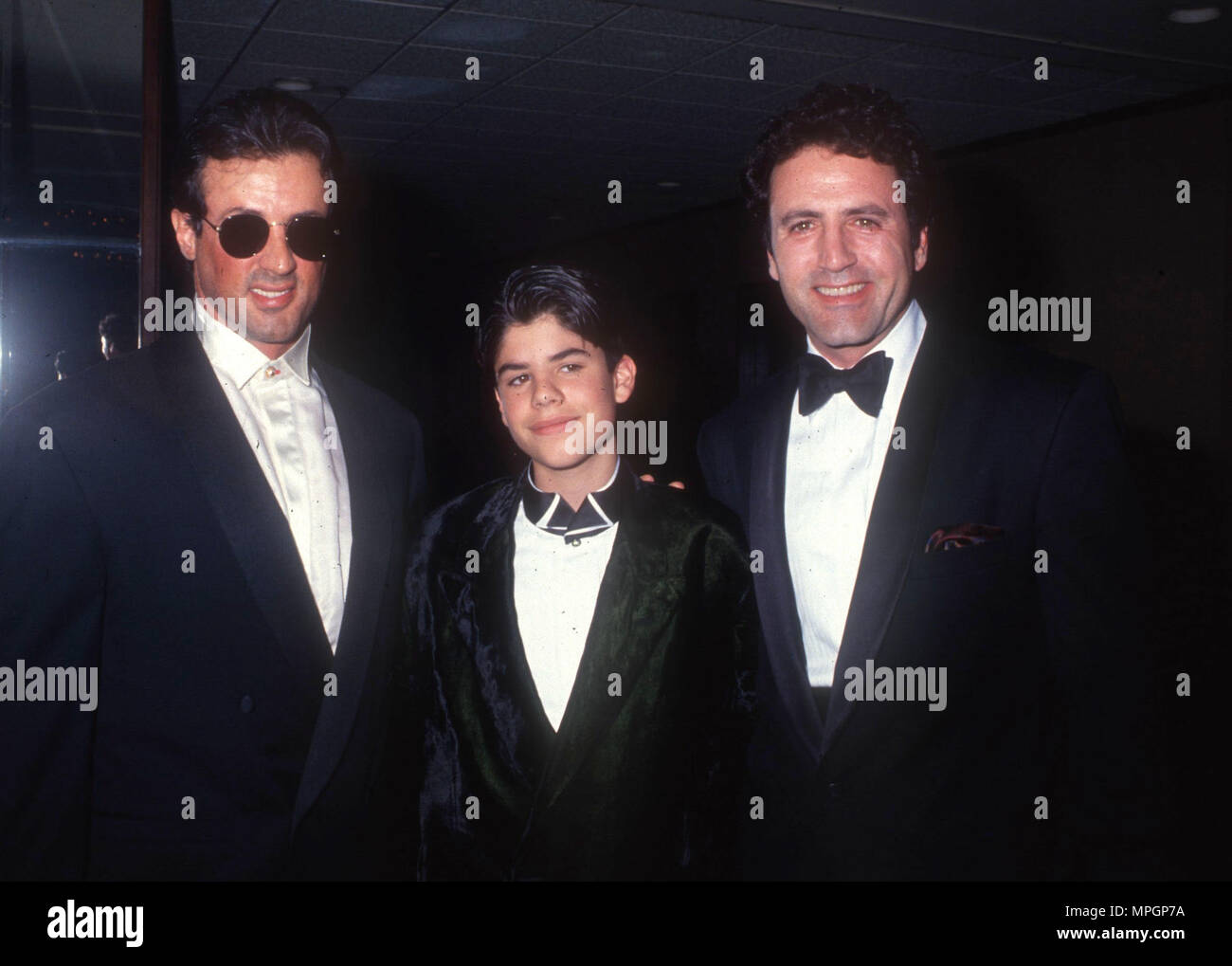 LOS ANGELES, CA FEBRUARY 13 (LR) Actors Sylvester Stallone, son Sage Stallone and brother