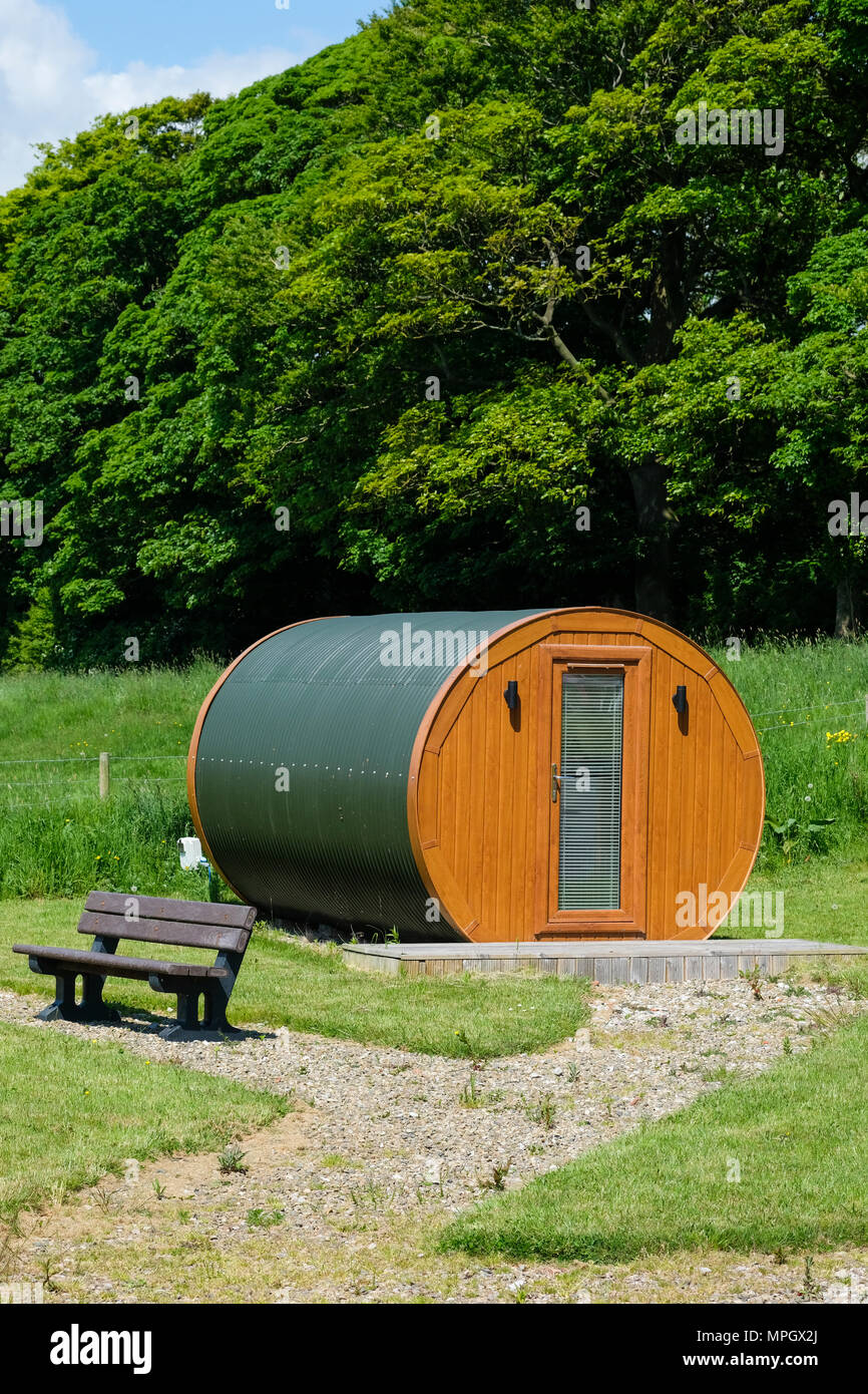 Camping Pods in the grounds of the Hand & Dagger Pub in the Lancashire Countryside close to Blackpool and Preston Stock Photo