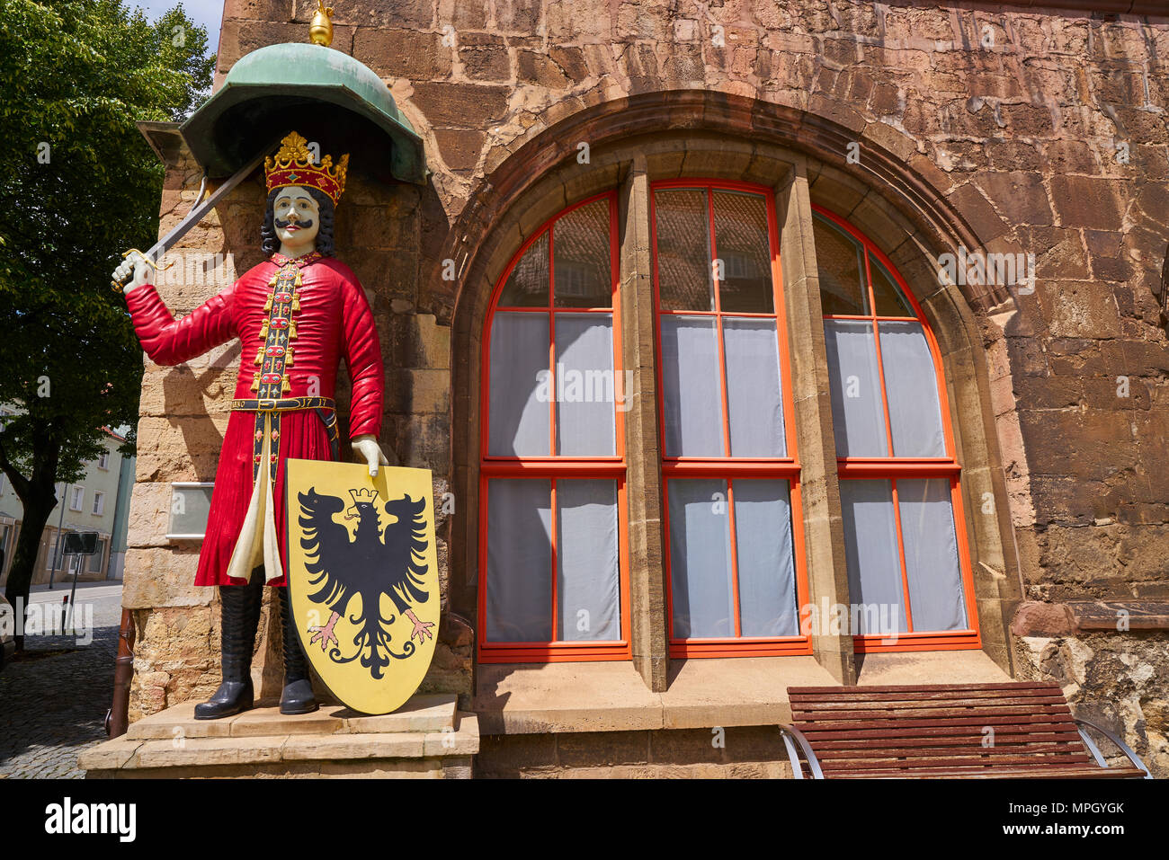 Roland figure at Stadt Nordhausen Rathaus in Thuringia Germany Stock Photo