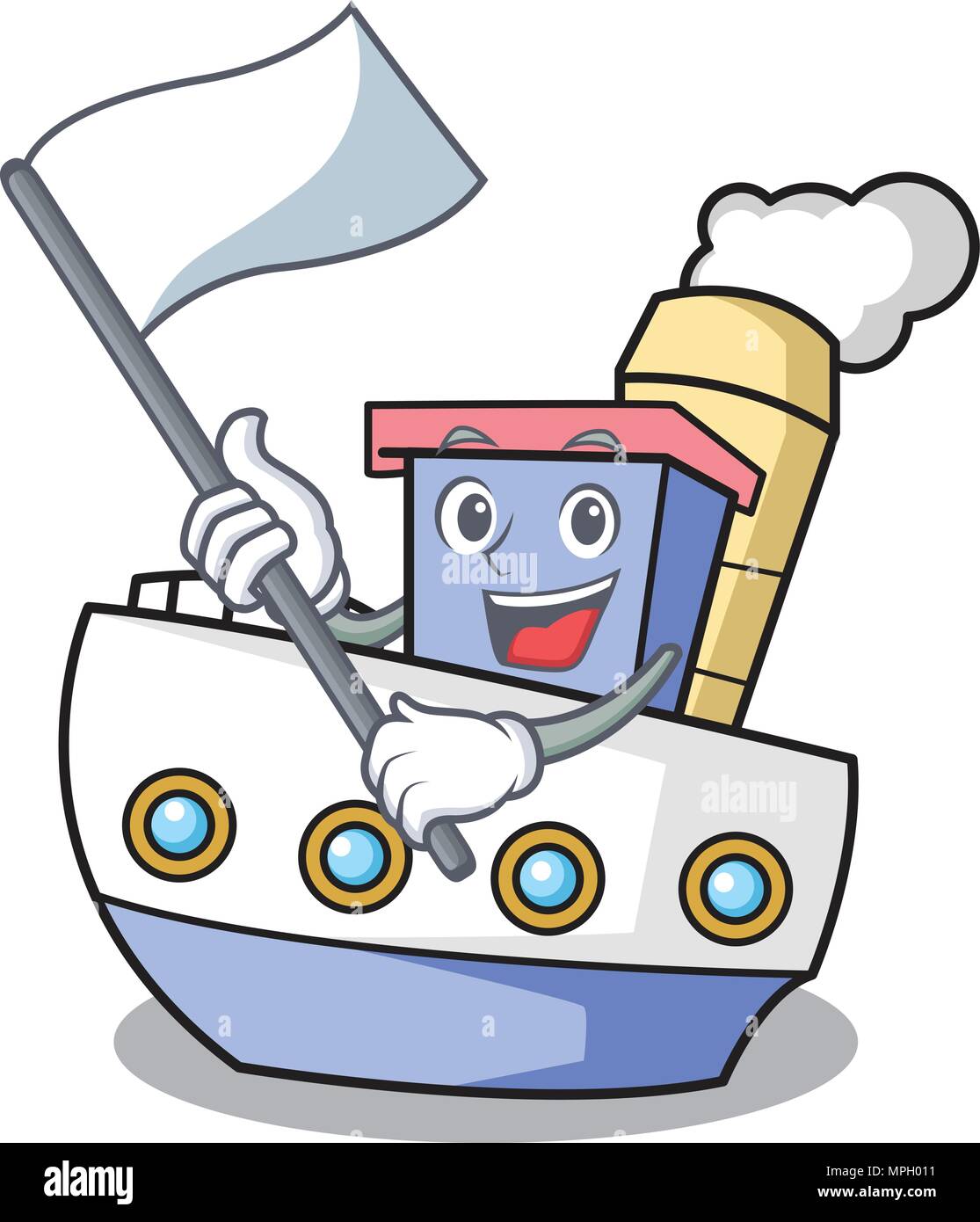 With flag ship mascot cartoon style vector illustration Stock Vector