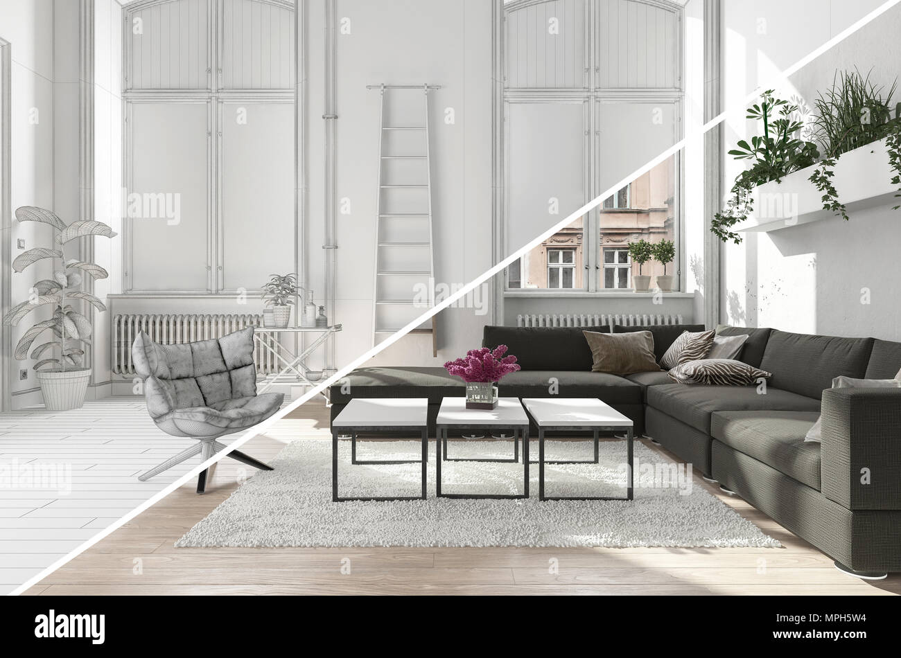 A Modern Contemporary Living Room Lounge Area With A