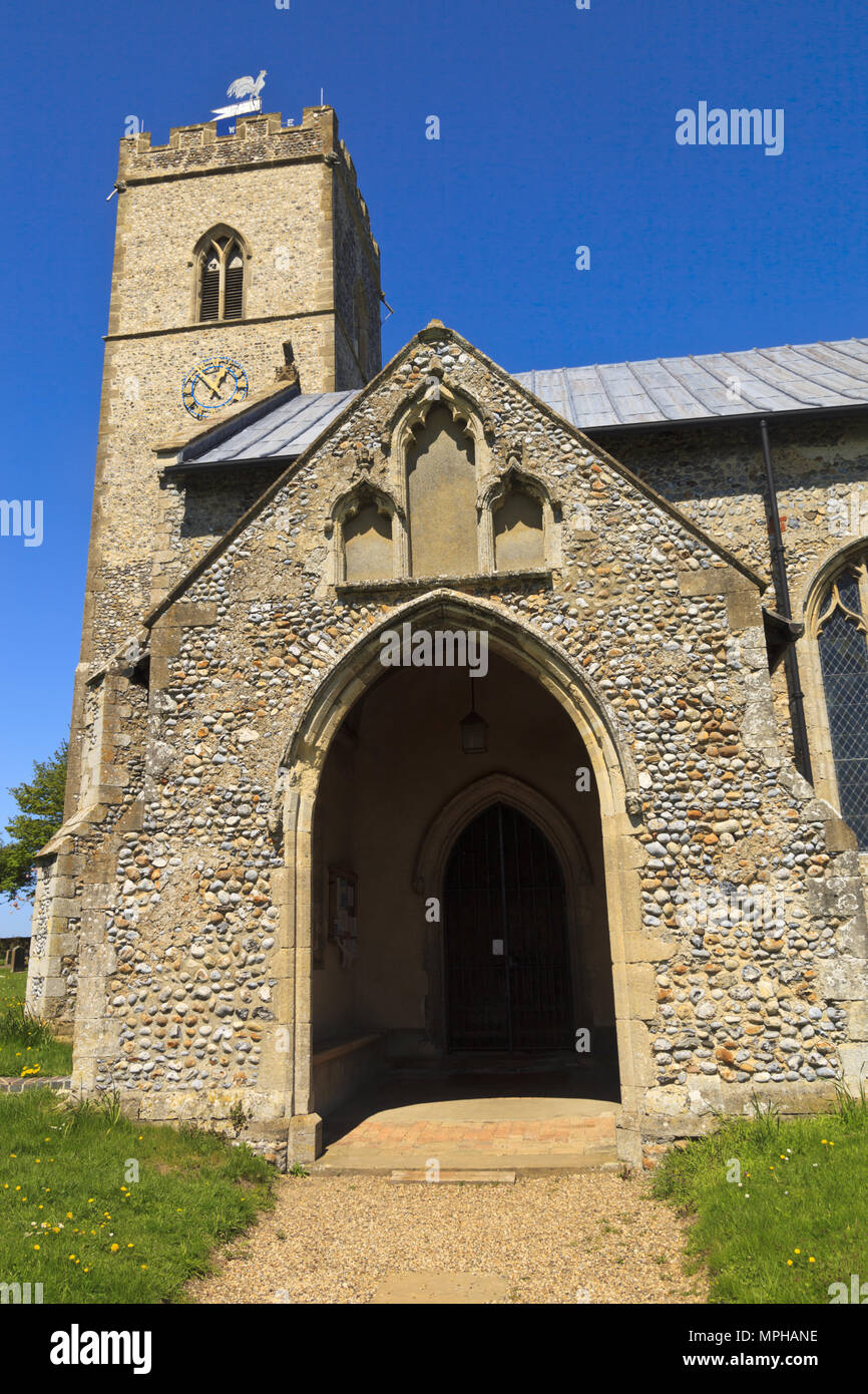 Entrance Porch to St Peter & St Paul's Church in Knapton village, Norfolk, England, UK Stock Photo