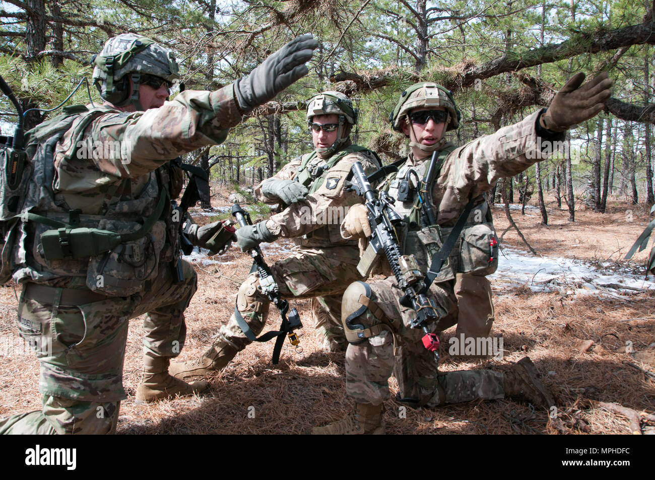 Army Soldiers assigned to the 101st Airborne Division (Air Assault), engage enemy forces at