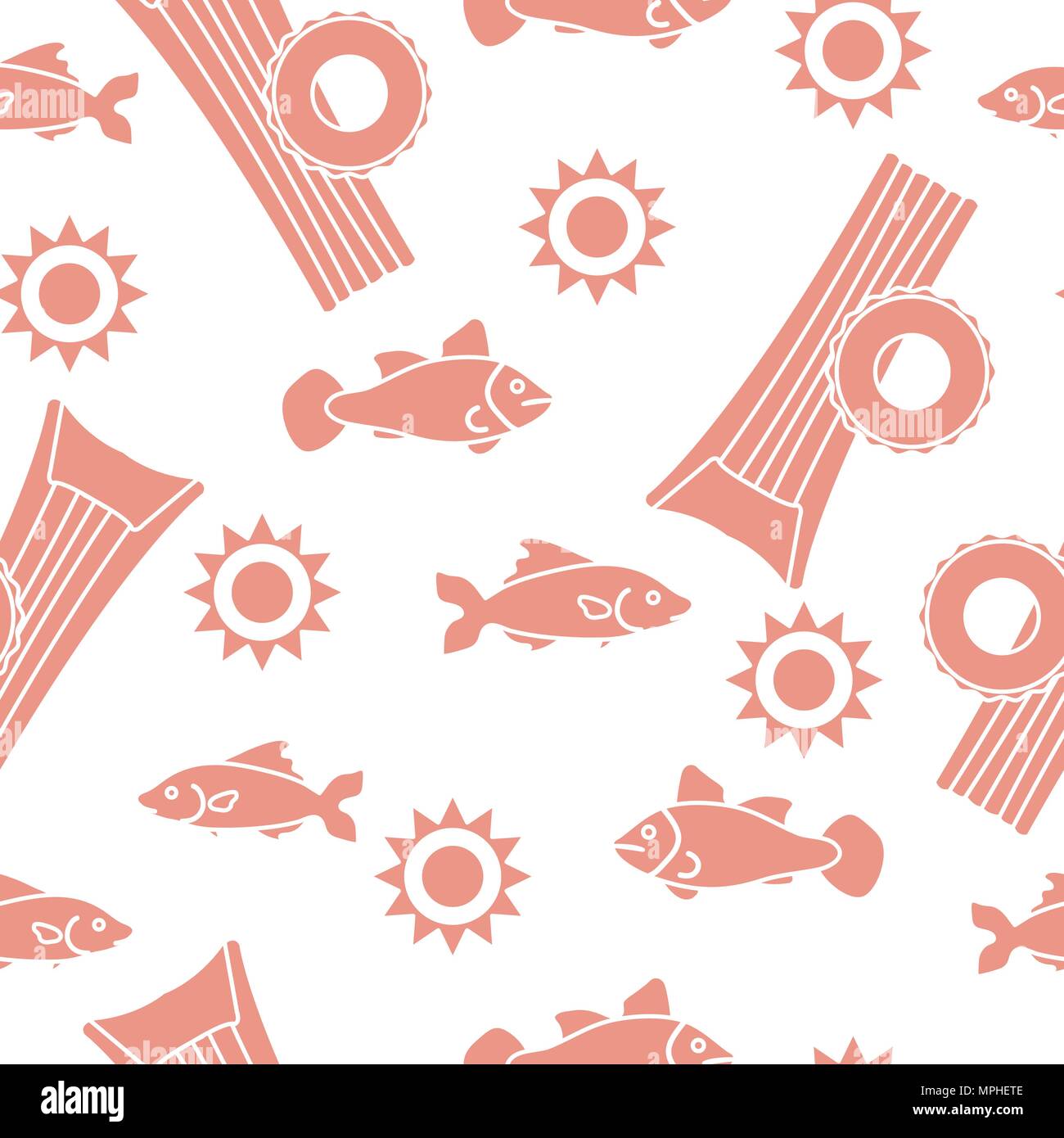 Seamless pattern with inflatable mattress, inflatable circle. Summer leisure. Stock Vector