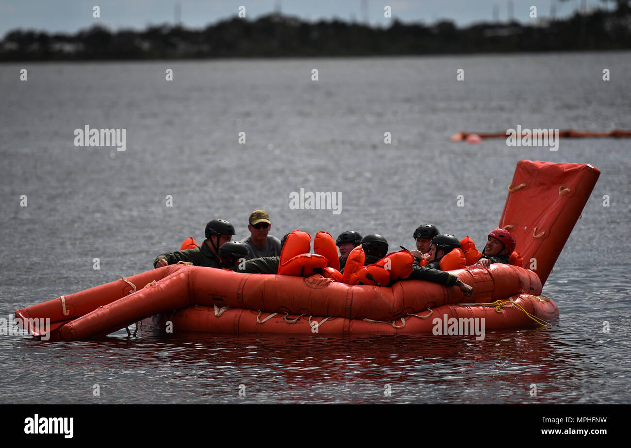 Aircrew members conduct water survival training at Hurlburt Field ...