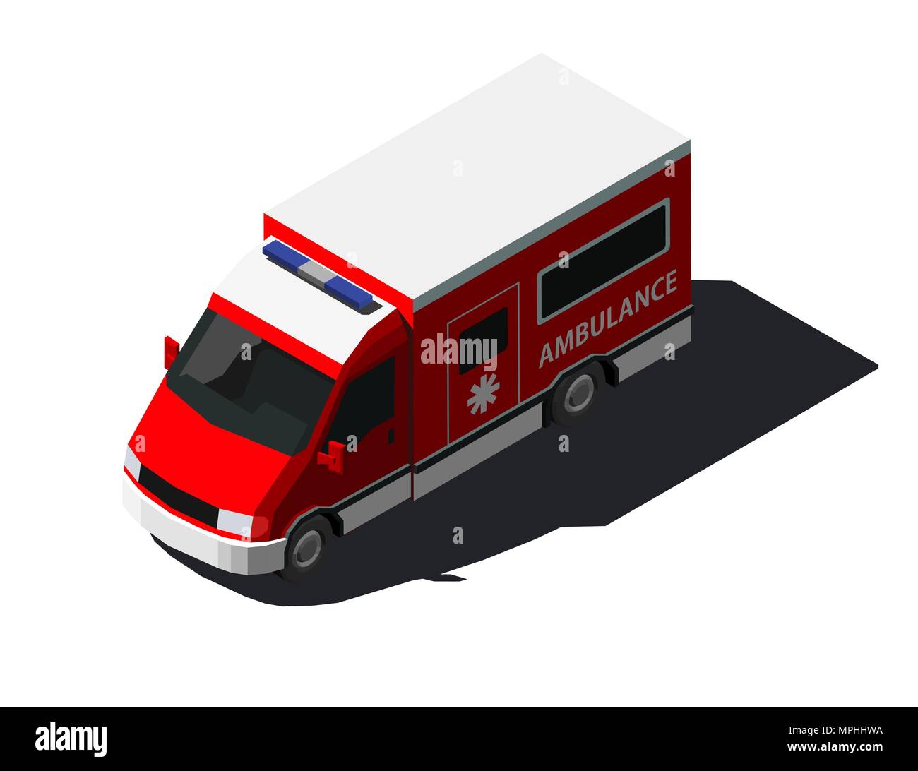 Vector isometric illustration of ambulance car Stock Vector