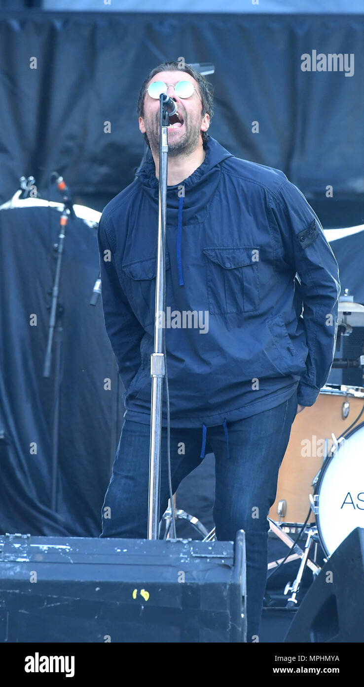 Liam Gallagher performs at the London Stadium in London. PRESS ASSOCIATION Photo. Picture date: Tuesday May 22, 2018. Photo credit should read: Ian West/PA Wire Stock Photo