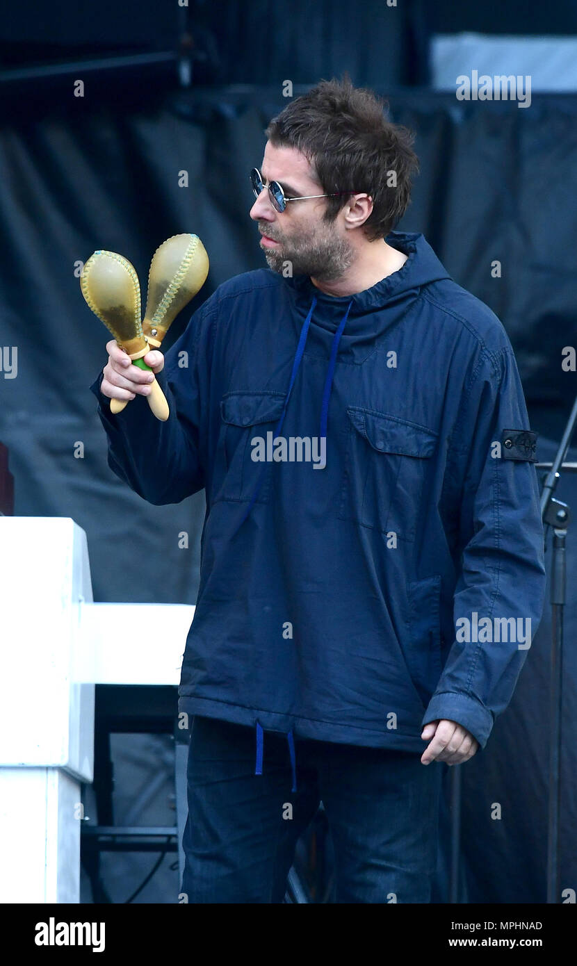 Liam Gallagher performs at the London Stadium in London. PRESS ASSOCIATION Photo. Picture date: Tuesday May 22, 2018. Photo credit should read: Ian West/PA Wire Stock Photo