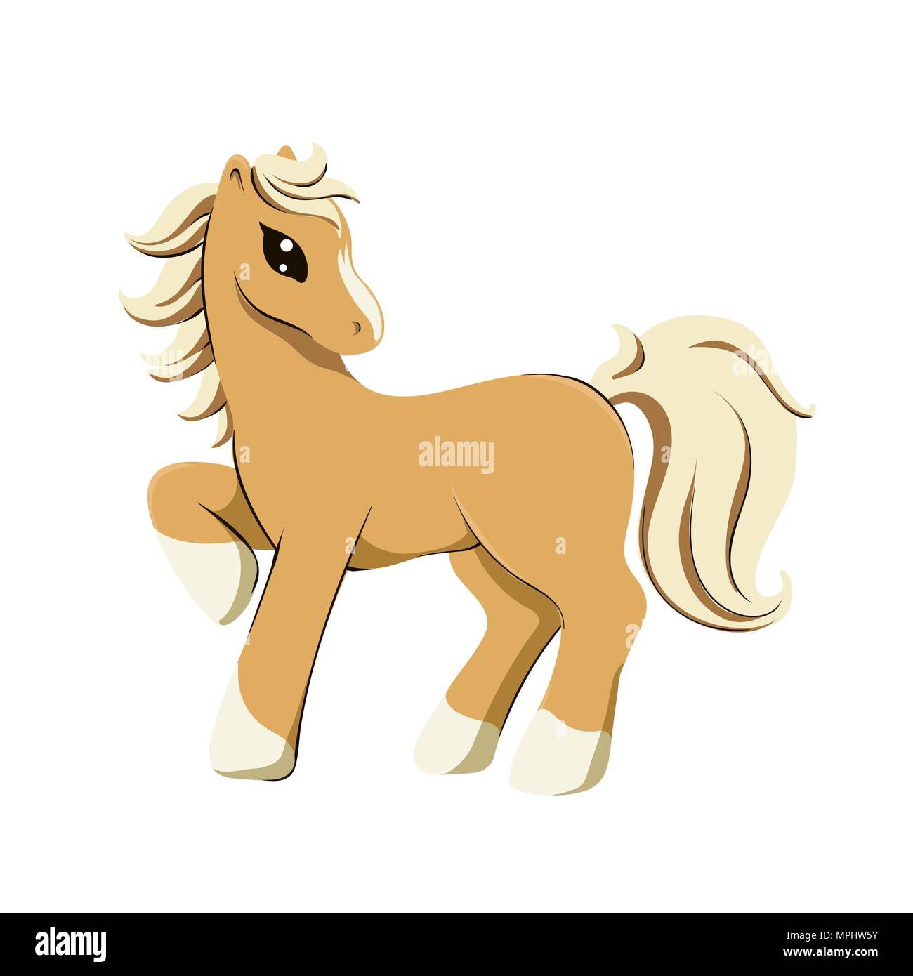 Vector illustration of purebreed palomino horse in cartoon style isolated on white Stock Vector