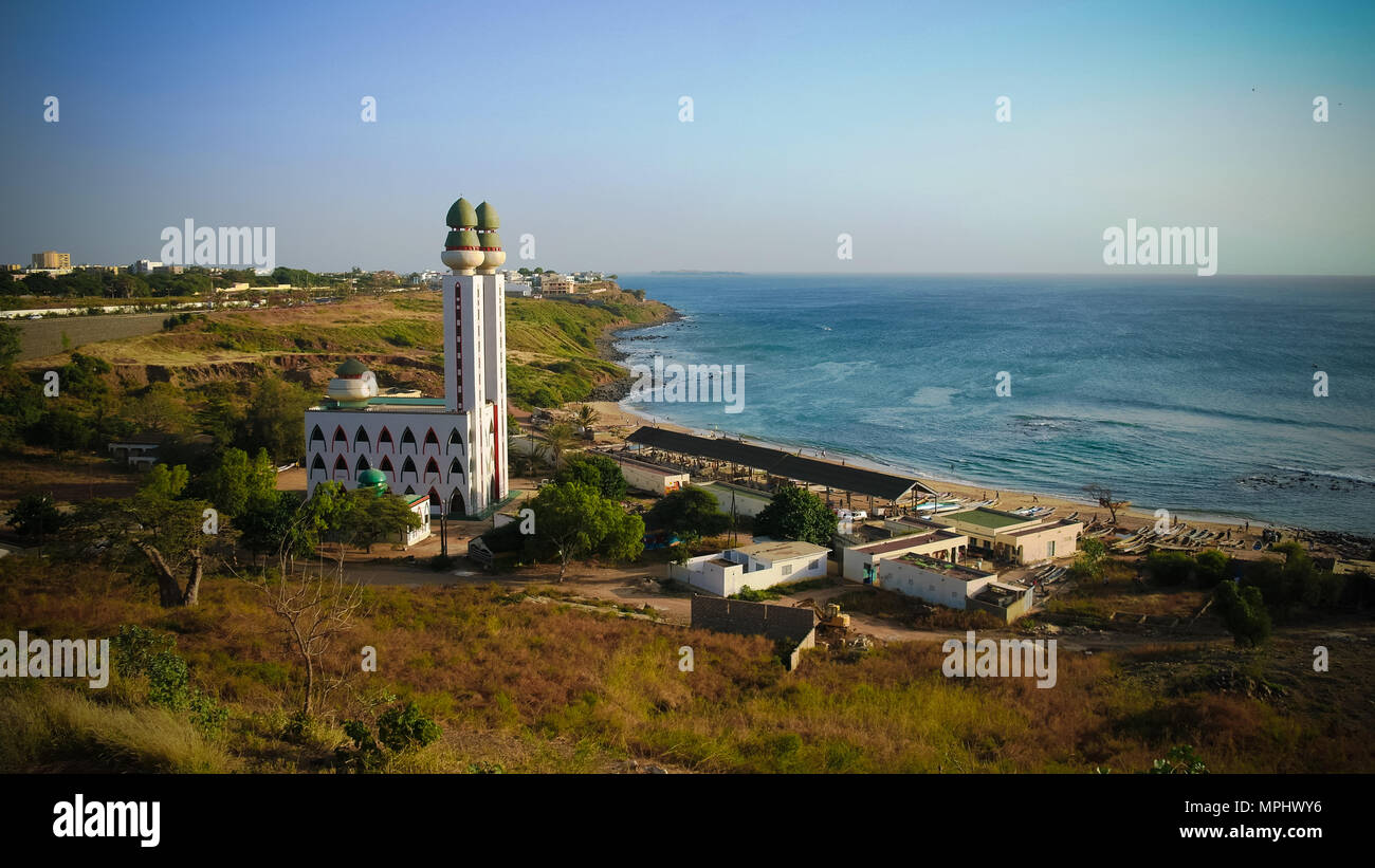 view to Mosque of the Divinity at sunset in Dakar, Senegal Stock Photo