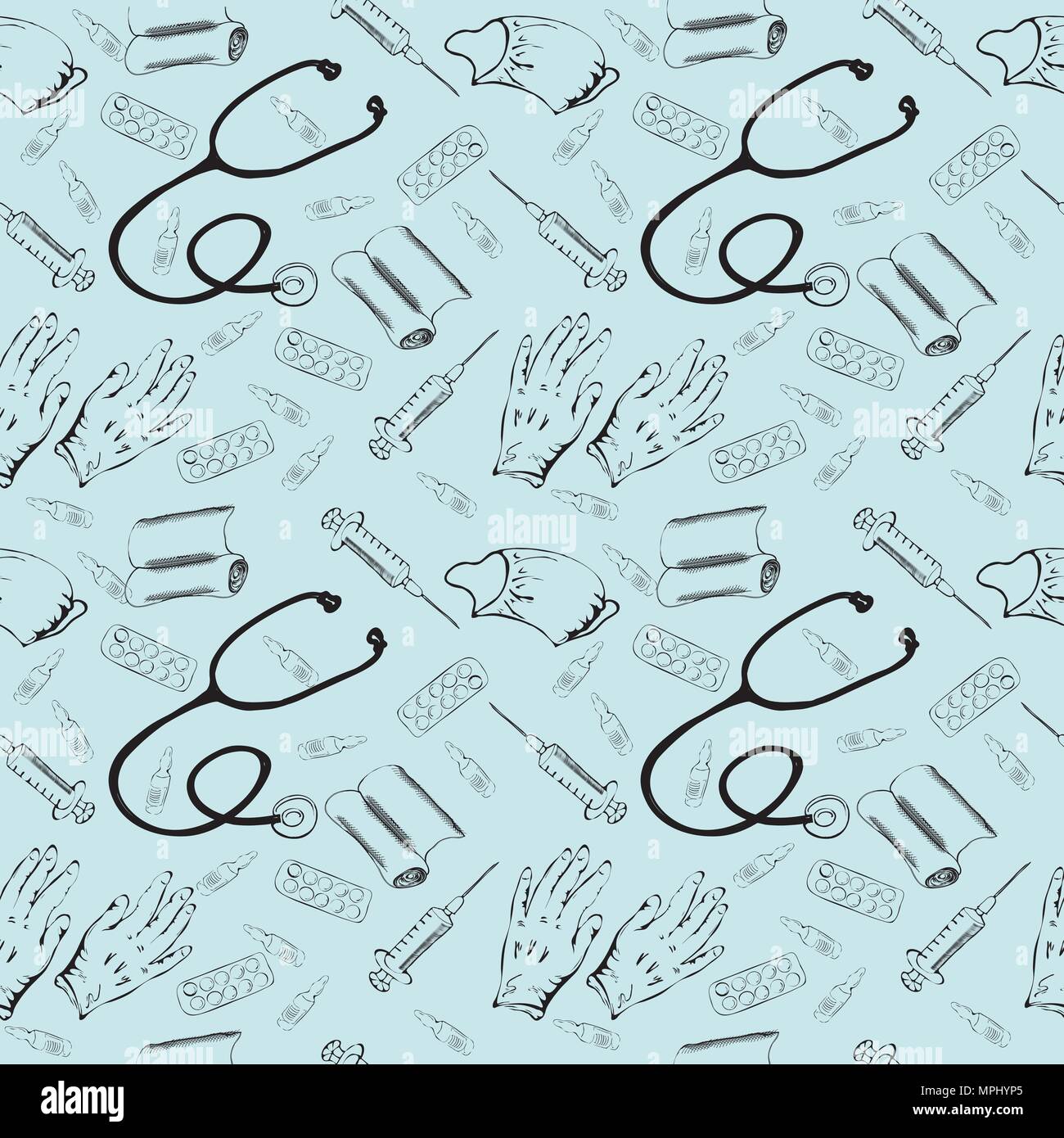 Vector seamless pattern with medicine things Stock Vector Image & Art ...