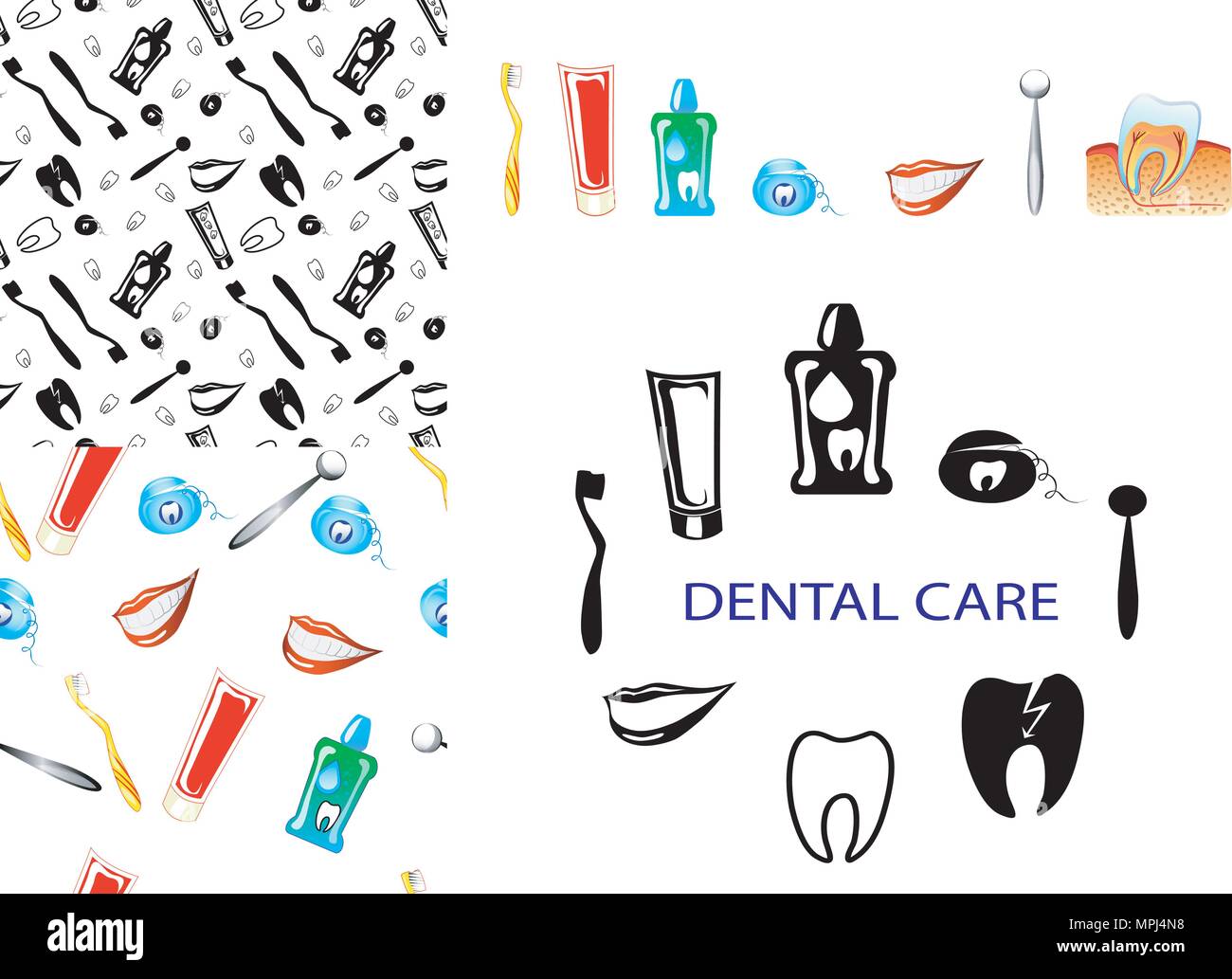two seamless pattern and dental care set Stock Vector Image & Art - Alamy