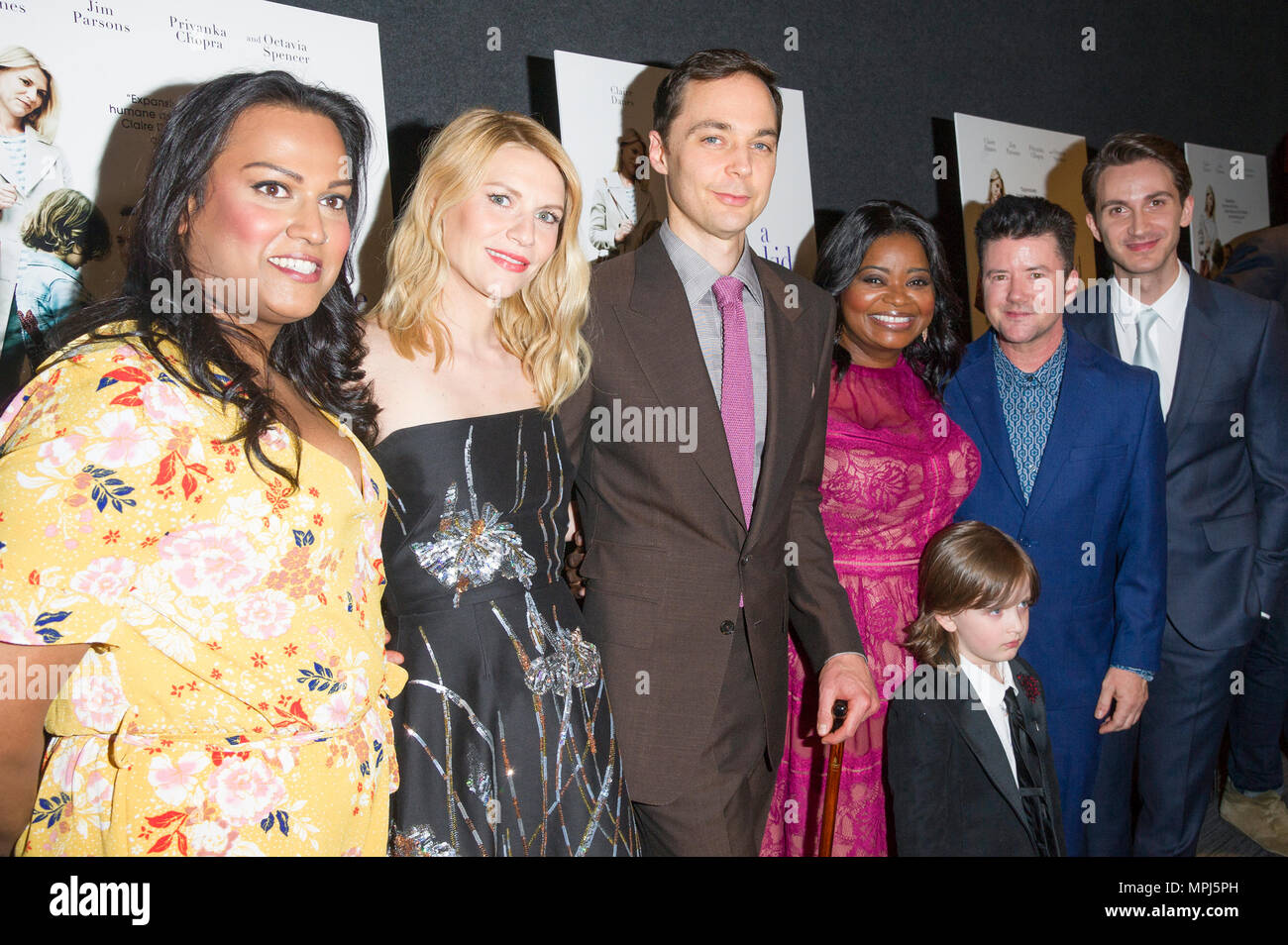 Aneesh Sheth, Claire Danes, Jim Parsons, Leo James Davis, Octavia Spencer, Silas Howard, Daniel Pearle attend A Kid Like Jake premiere at The Landmark at 57 West (Photo by Lev Radin/Pacific Press) Stock Photo