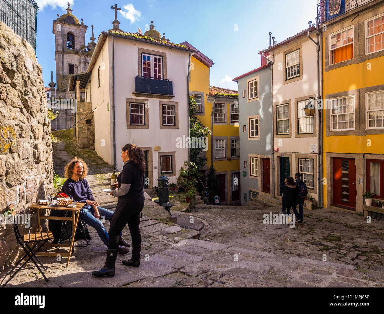 PORTO, PORTUGAL - FEBRUARY 12, 2018: Streets in the Old Town of Porto in Portugal. Stock Photo