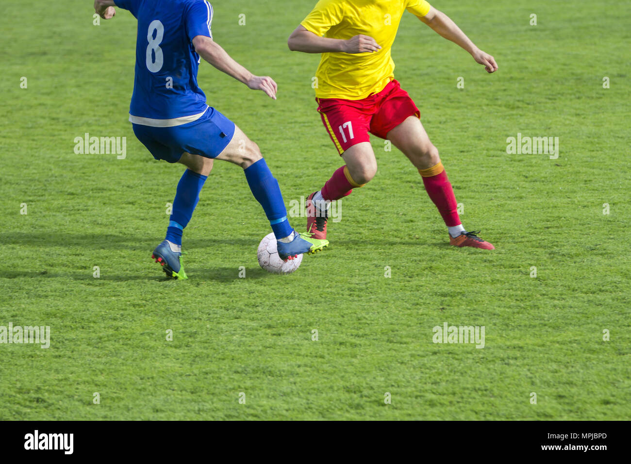 Football Soccer game Duel Drill Dribbling Stock Photo Alamy