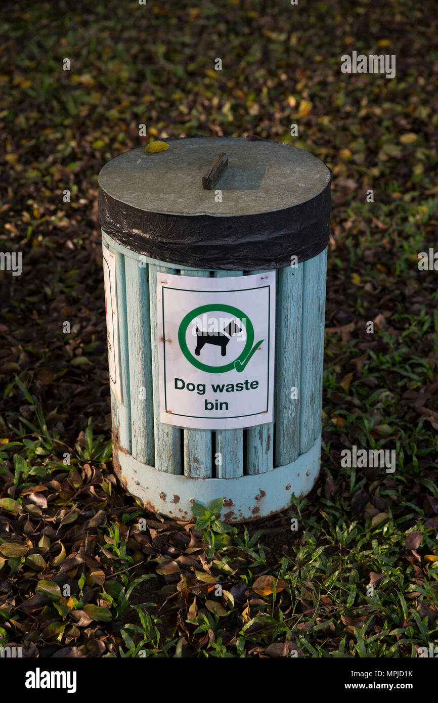 Dog waste bins on the golf course in an exclusive gated community