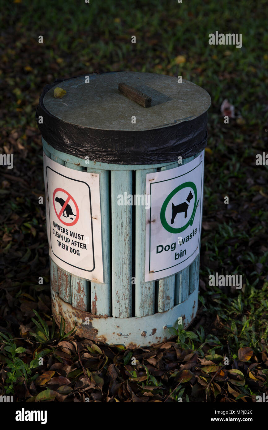 Dog waste bins on the golf course in an exclusive gated community