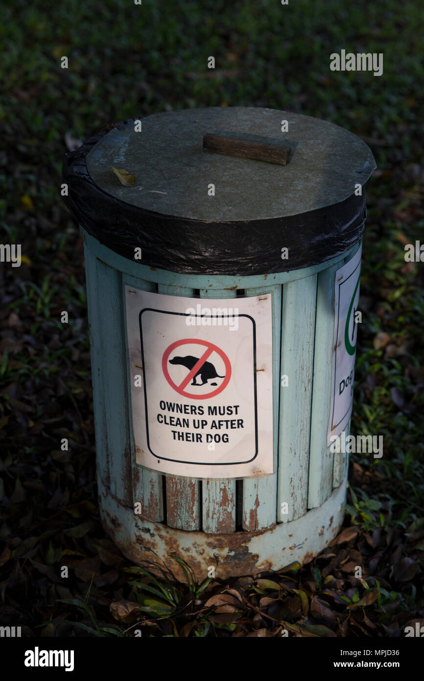 Dog waste bins on the golf course in an exclusive gated community