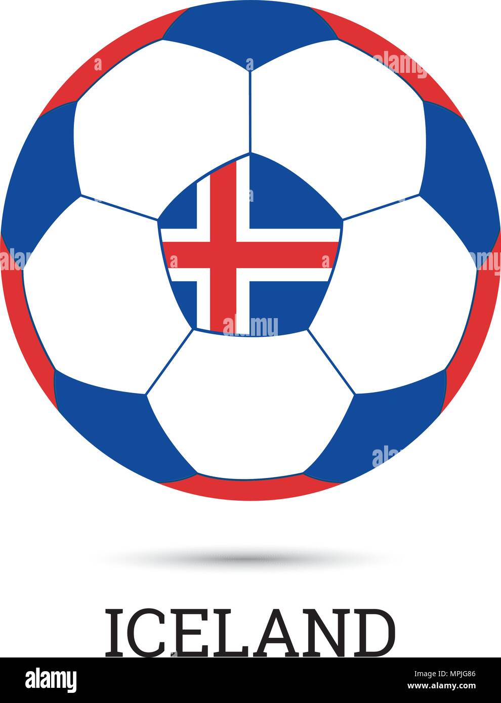 Soccer ball with Icelandic national colors  and emblem vector illustration Stock Vector