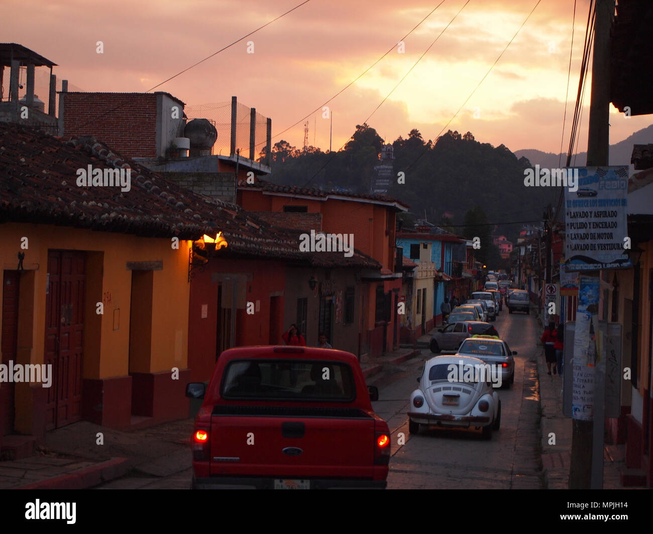 Streets of San Cristobal de las Casas, former capital city of Chiapas, Mexico Stock Photo