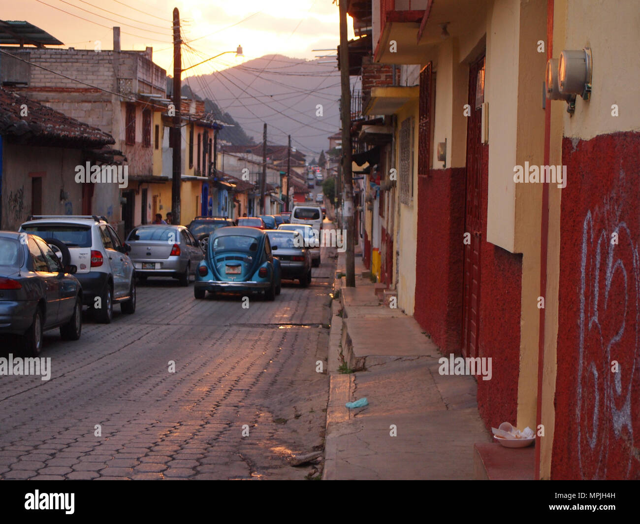 Streets of San Cristobal de las Casas, former capital city of Chiapas, Mexico Stock Photo
