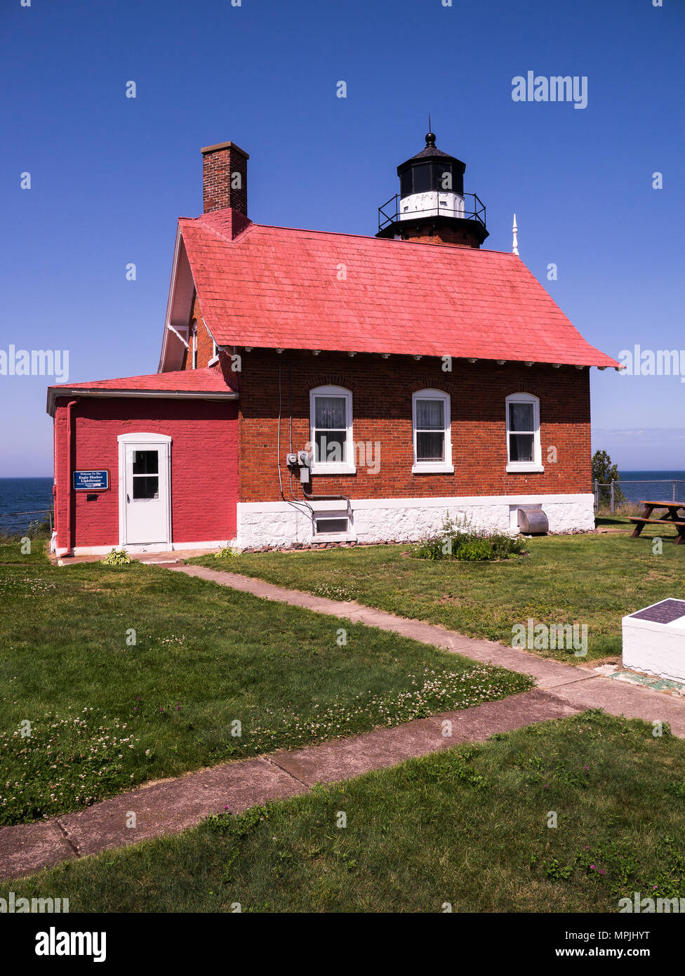 Eagle Harbor Lighthouse, Keweenaw Peninsula, Michigan USA Stock Photo