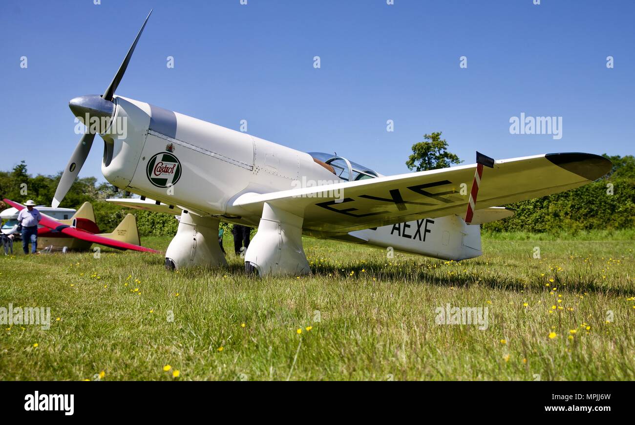 1936 Percival Mew Gull on static display at Shuttleworth, Old Warden Stock Photo
