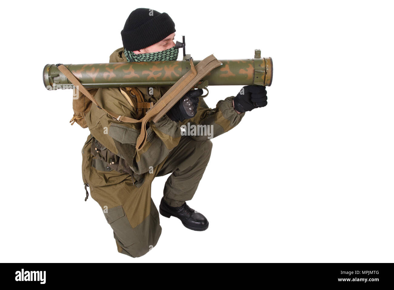 fighter with RPG rocket launcher isolated on white Stock Photo Alamy