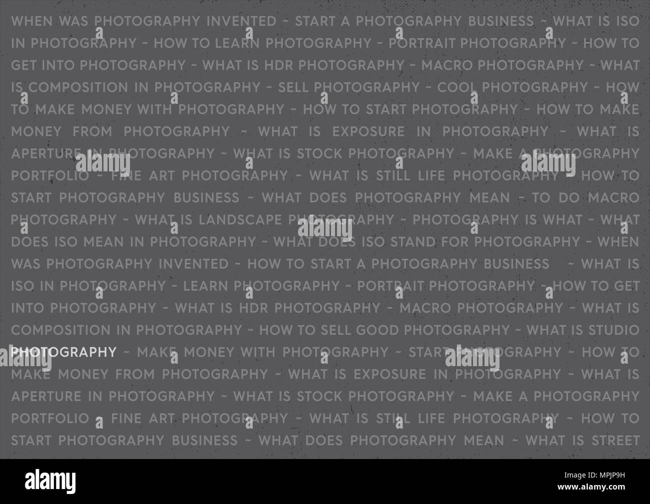 Photography Keywords Marketing Concept. Photographs Poster on Grey Background. Stock Photo