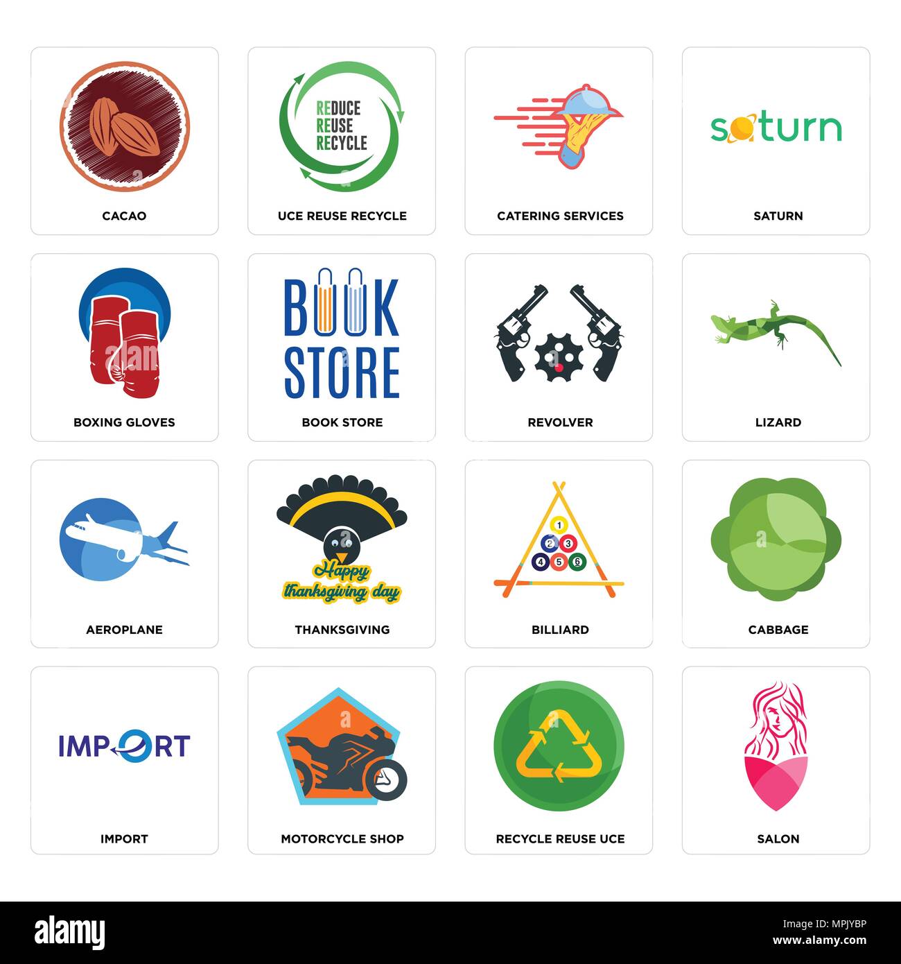 Set Of 16 simple editable icons such as salon, recycle reuse uce ...