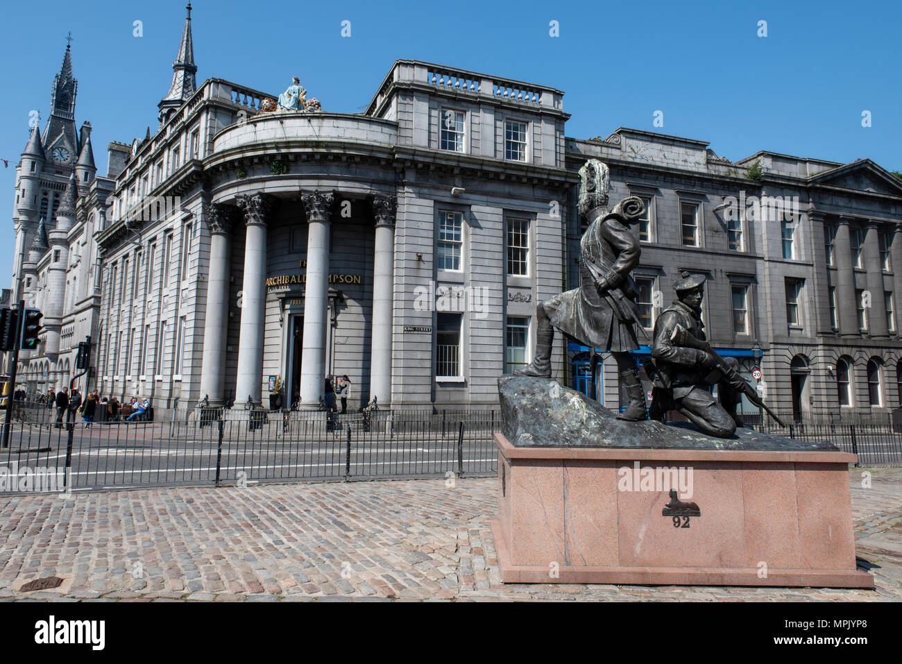 United Kingdom, Scotland, Aberdeen, historic Old Aberdeen. Monument to The Gordon Highlanders, infantry regiment. Stock Photo