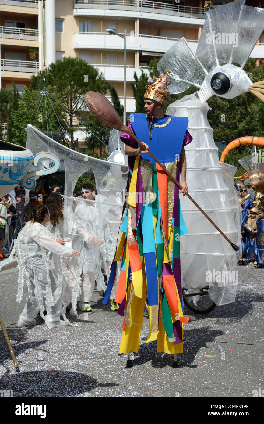 Giant in Costume or Man Walking on Stilts at Spring Carnival Aix-en-Provence Provence France Stock Photo