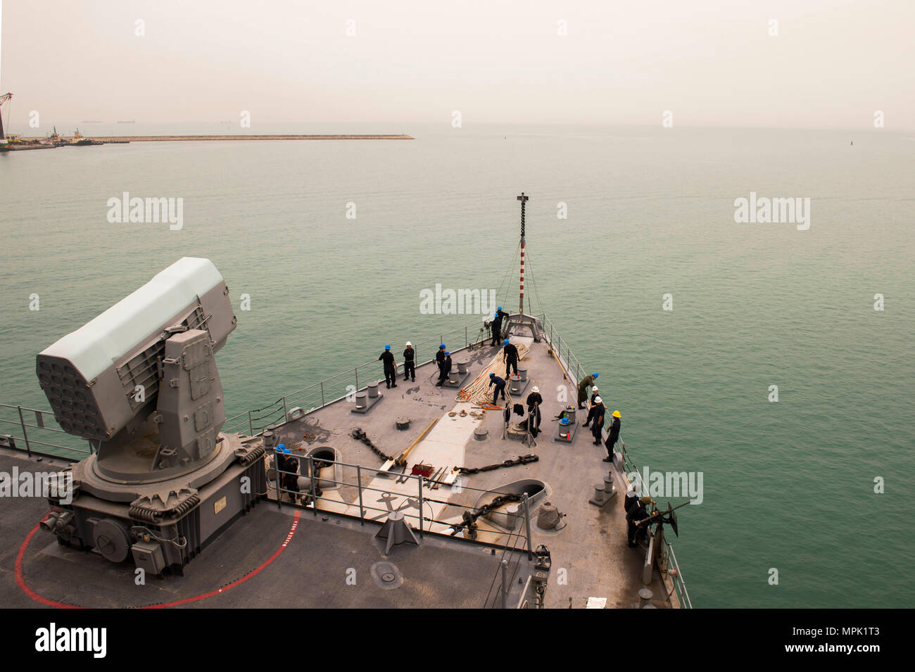 U.S. 5TH FLEET AREA OF OPERATIONS (March 20, 2017) Sailors stow the foc ...