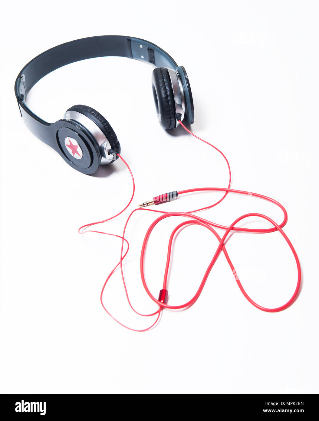 Photo Black headphones on white isolated background Stock Photo