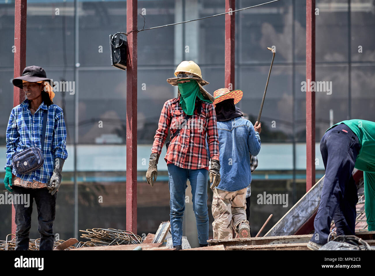 Construction site workers, Thailand, Woman building site, female builders Stock Photo