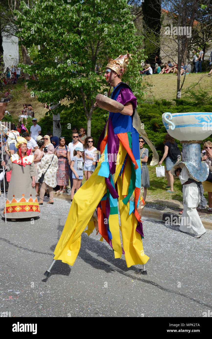Giant in Costume or Man Walking on Stilts at Spring Carnival Aix-en-Provence Provence France Stock Photo